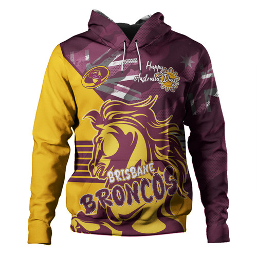 Brisbane Broncos Hoodie - Happy Australia Day We Are One And Free V2