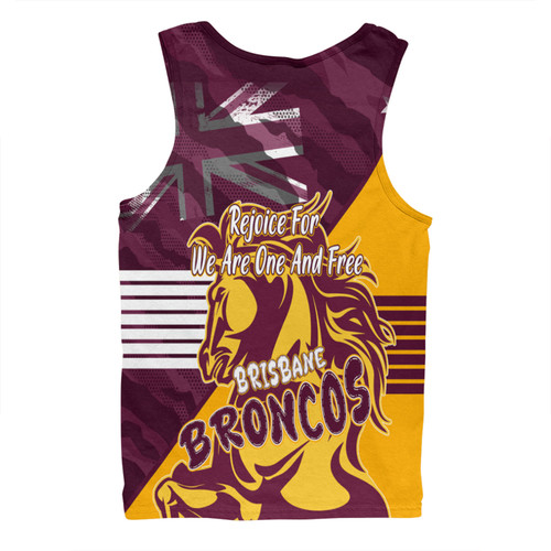 Brisbane Broncos Men Singlet - Happy Australia Day We Are One And Free V2 Brisbane Broncos Men Singlet - Happy Australia Day We Are One And Free V2