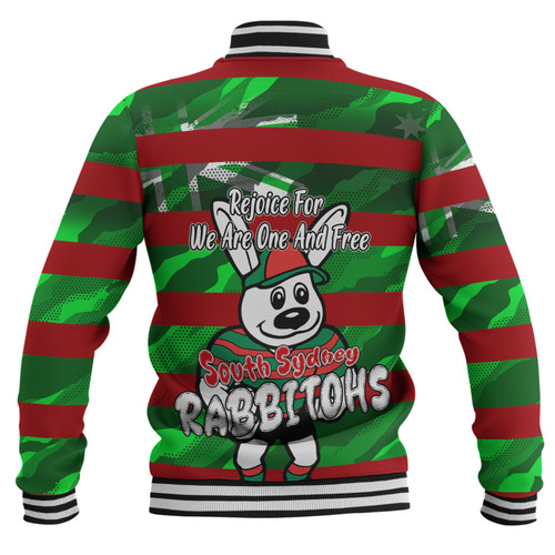 South Sydney Rabbitohs Baseball Jacket - Happy Australia Day We Are One And Free V2 South Sydney Rabbitohs Baseball Jacket - Happy Australia Day We Are One And Free V2