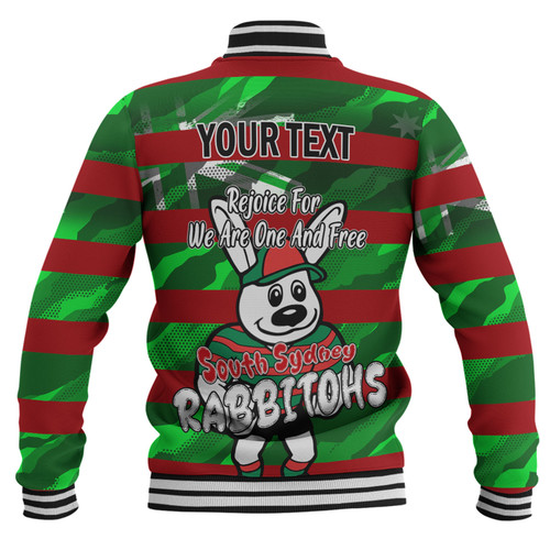 South Sydney Rabbitohs Baseball Jacket - Happy Australia Day We Are One And Free V2 South Sydney Rabbitohs Baseball Jacket - Happy Australia Day We Are One And Free V2