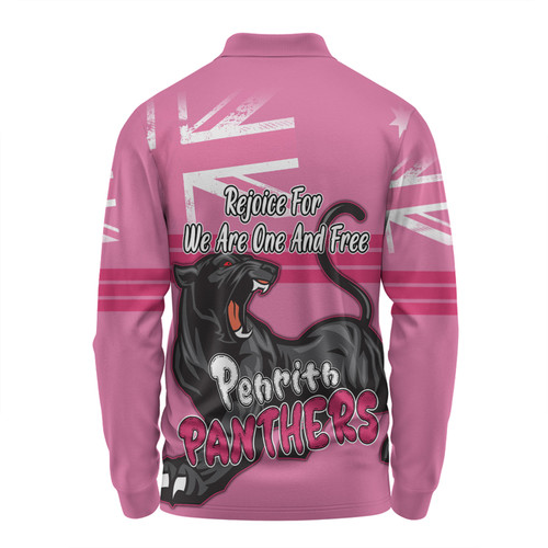 Penrith Panthers Long Sleeve Polo Shirt - Happy Australia Day We Are One And Free V2 Penrith Panthers Long Sleeve Polo Shirt - Happy Australia Day We Are One And Free V2