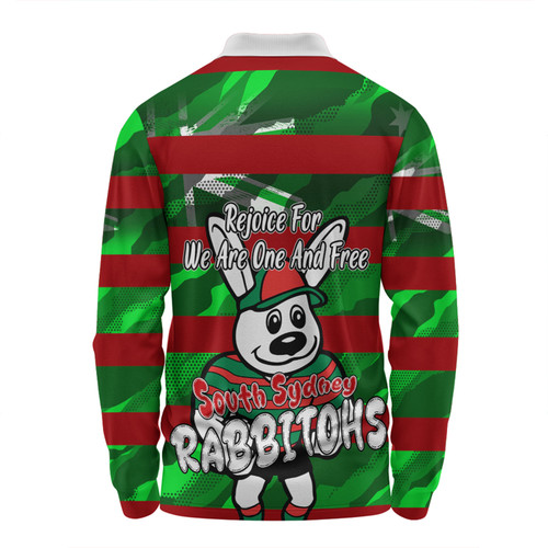 South Sydney Rabbitohs Long Sleeve Polo Shirt - Happy Australia Day We Are One And Free V2 South Sydney Rabbitohs Long Sleeve Polo Shirt - Happy Australia Day We Are One And Free V2