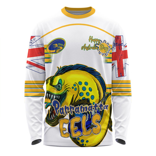 Parramatta Eels Long Sleeve T-shirt - Happy Australia Day We Are One And Free V2