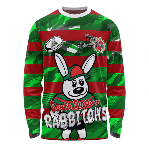 South Sydney Rabbitohs Long Sleeve T-shirt - Happy Australia Day We Are One And Free V2