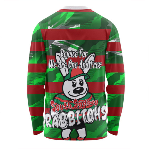 South Sydney Rabbitohs Long Sleeve T-shirt - Happy Australia Day We Are One And Free V2 South Sydney Rabbitohs Long Sleeve T-shirt - Happy Australia Day We Are One And Free V2