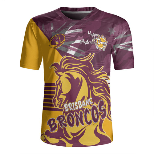 Brisbane Broncos Rugby Jersey - Happy Australia Day We Are One And Free V2