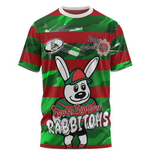 South Sydney Rabbitohs T-Shirt - Happy Australia Day We Are One And Free V2