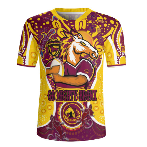 Brisbane Broncos Custom Rugby Jersey - Go Mighty Broncos Indigenous Art Personalised Player Name And Number