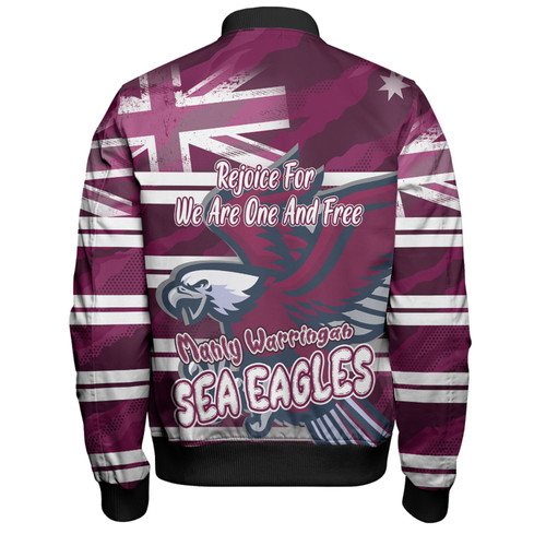 Manly Warringah Sea Eagles Bomber Jacket - Happy Australia Day We Are One And Free Manly Warringah Sea Eagles Bomber Jacket - Happy Australia Day We Are One And Free