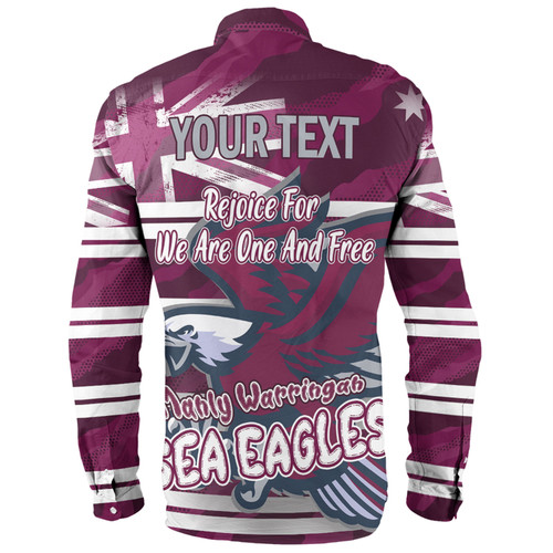 Manly Warringah Sea Eagles Long Sleeve Shirt - Happy Australia Day We Are One And Free Manly Warringah Sea Eagles Long Sleeve Shirt - Happy Australia Day We Are One And Free
