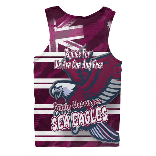 Manly Warringah Sea Eagles Men Singlet - Happy Australia Day We Are One And Free Manly Warringah Sea Eagles Men Singlet - Happy Australia Day We Are One And Free