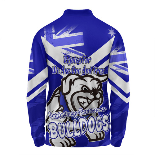 Canterbury-Bankstown Bulldogs Long Sleeve Polo Shirt - Happy Australia Day We Are One And Free Canterbury-Bankstown Bulldogs Long Sleeve Polo Shirt - Happy Australia Day We Are One And Free