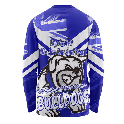 Canterbury-Bankstown Bulldogs Long Sleeve T-shirt - Happy Australia Day We Are One And Free Canterbury-Bankstown Bulldogs Long Sleeve T-shirt - Happy Australia Day We Are One And Free