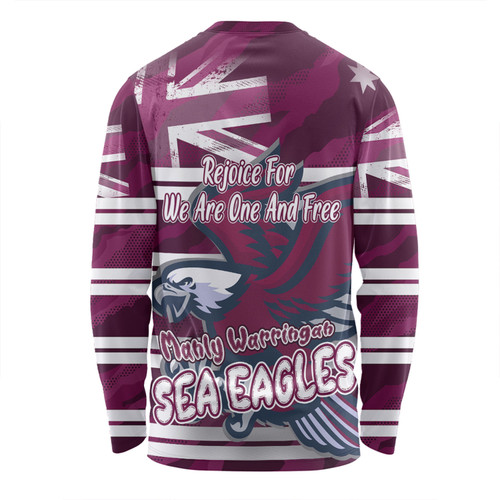 Manly Warringah Sea Eagles Long Sleeve T-shirt - Happy Australia Day We Are One And Free Manly Warringah Sea Eagles Long Sleeve T-shirt - Happy Australia Day We Are One And Free