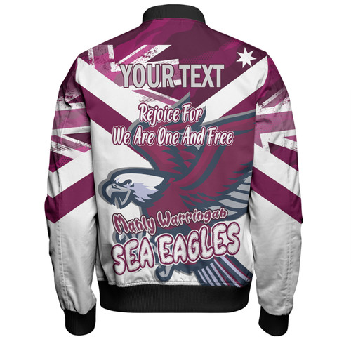 Manly Warringah Sea Eagles Bomber Jacket - Happy Australia Day We Are One And Free V2 Manly Warringah Sea Eagles Bomber Jacket - Happy Australia Day We Are One And Free V2