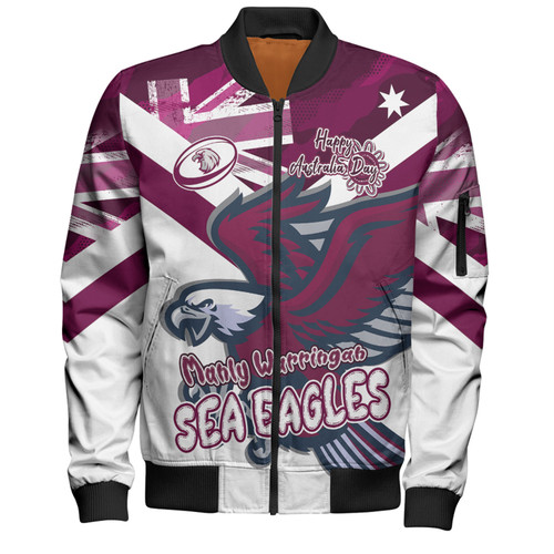 Manly Warringah Sea Eagles Bomber Jacket - Happy Australia Day We Are One And Free V2