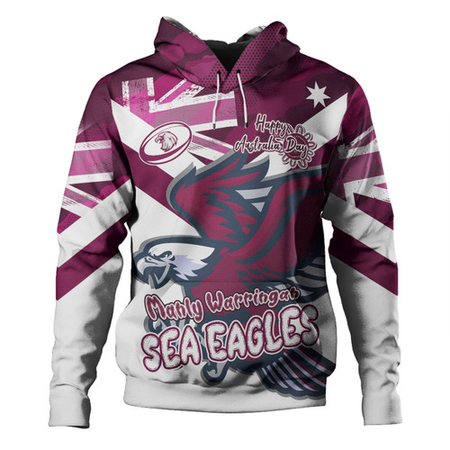 Manly Warringah Sea Eagles Hoodie - Happy Australia Day We Are One And Free V2