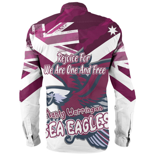 Manly Warringah Sea Eagles Long Sleeve Shirt - Happy Australia Day We Are One And Free V2 Manly Warringah Sea Eagles Long Sleeve Shirt - Happy Australia Day We Are One And Free V2