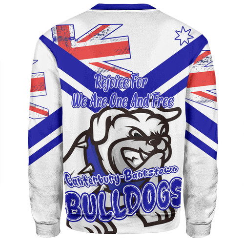 Canterbury-Bankstown Bulldogs Sweatshirt - Happy Australia Day We Are One And Free V2 Canterbury-Bankstown Bulldogs Sweatshirt - Happy Australia Day We Are One And Free V2