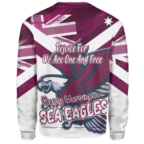 Manly Warringah Sea Eagles Sweatshirt - Happy Australia Day We Are One And Free V2 Manly Warringah Sea Eagles Sweatshirt - Happy Australia Day We Are One And Free V2