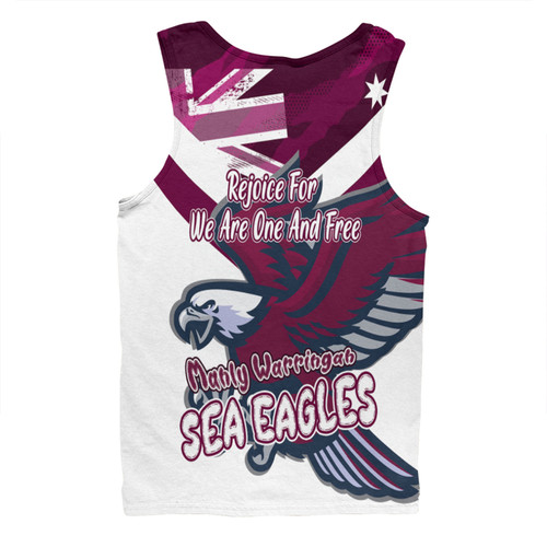 Manly Warringah Sea Eagles Men Singlet - Happy Australia Day We Are One And Free V2 Manly Warringah Sea Eagles Men Singlet - Happy Australia Day We Are One And Free V2