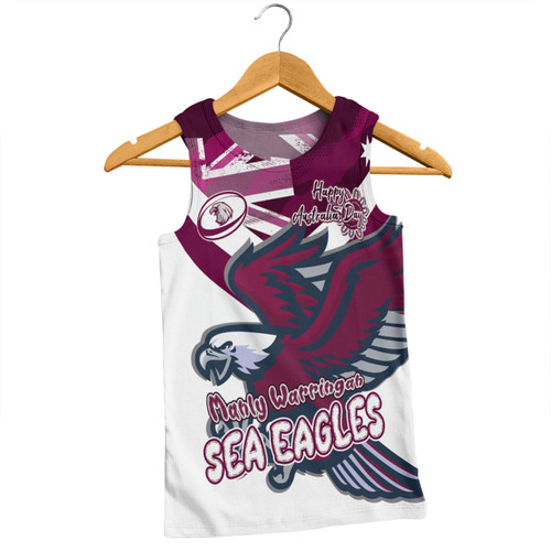Manly Warringah Sea Eagles Men Singlet - Happy Australia Day We Are One And Free V2
