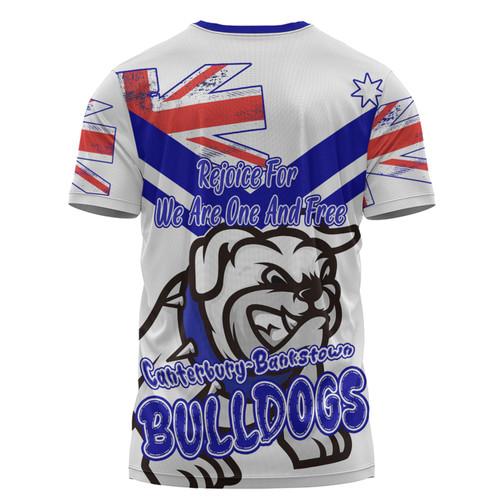 Canterbury-Bankstown Bulldogs T-Shirt - Happy Australia Day We Are One And Free V2 Canterbury-Bankstown Bulldogs T-Shirt - Happy Australia Day We Are One And Free V2