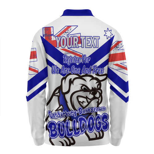 Canterbury-Bankstown Bulldogs Long Sleeve Polo Shirt - Happy Australia Day We Are One And Free V2 Canterbury-Bankstown Bulldogs Long Sleeve Polo Shirt - Happy Australia Day We Are One And Free V2