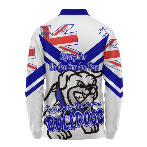 Canterbury-Bankstown Bulldogs Long Sleeve Polo Shirt - Happy Australia Day We Are One And Free V2 Canterbury-Bankstown Bulldogs Long Sleeve Polo Shirt - Happy Australia Day We Are One And Free V2