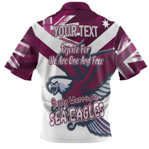Manly Warringah Sea Eagles Polo Shirt - Happy Australia Day We Are One And Free V2 Manly Warringah Sea Eagles Polo Shirt - Happy Australia Day We Are One And Free V2