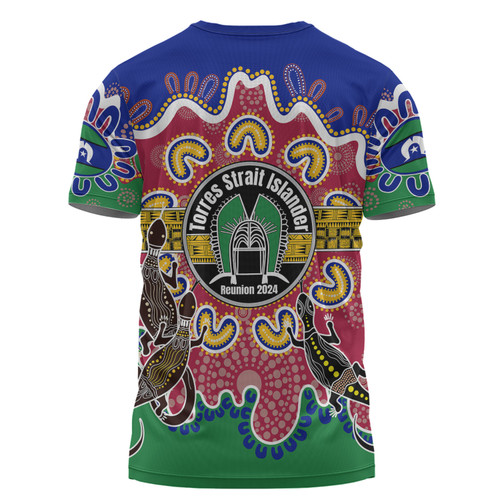 Australia Torres Strait Islands Custom T-shirt - Torres Strait Islanders Dhari With Goannas And Dot Art Reunion T-shirt Australia Torres Strait Islands Custom T-shirt - Torres Strait Islanders Dhari With Goannas And Dot Art Reunion T-shirt