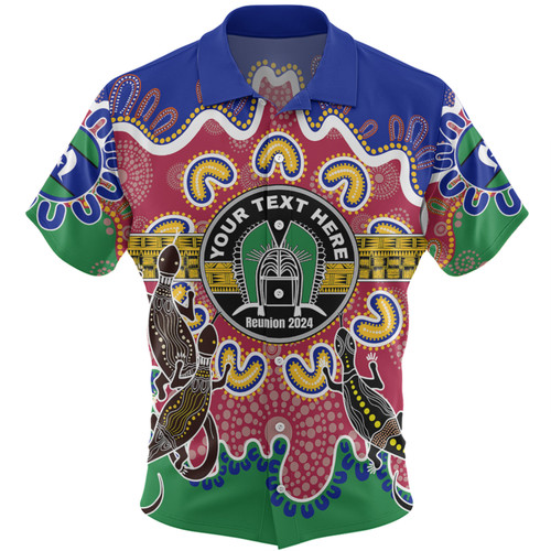 Australia Torres Strait Islands Custom Hawaiian Shirt - Torres Strait Islanders Dhari With Goannas And Dot Art Reunion Hawaiian Shirt Australia Torres Strait Islands Custom Hawaiian Shirt - Torres Strait Islanders Dhari With Goannas And Dot Art Reunion Hawaiian Shirt