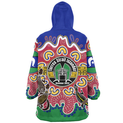 Australia Torres Strait Islands Custom Snug Hoodie - Torres Strait Islanders Dhari With Goannas And Dot Art Reunion Snug Hoodie Australia Torres Strait Islands Custom Snug Hoodie - Torres Strait Islanders Dhari With Goannas And Dot Art Reunion Snug Hoodie