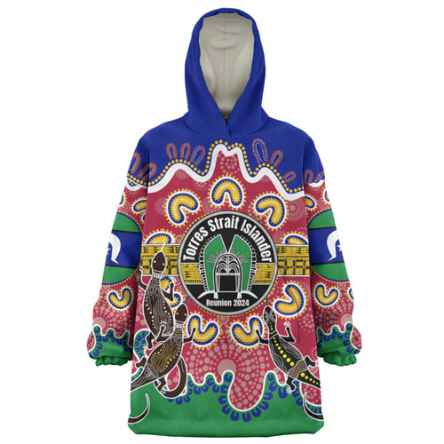 Australia Torres Strait Islands Custom Snug Hoodie - Torres Strait Islanders Dhari With Goannas And Dot Art Reunion Snug Hoodie Australia Torres Strait Islands Custom Snug Hoodie - Torres Strait Islanders Dhari With Goannas And Dot Art Reunion Snug Hoodie