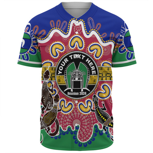 Australia Torres Strait Islands Custom Baseball Shirt - Torres Strait Islanders Dhari With Goannas And Dot Art Reunion Baseball Shirt Australia Torres Strait Islands Custom Baseball Shirt - Torres Strait Islanders Dhari With Goannas And Dot Art Reunion Baseball Shirt