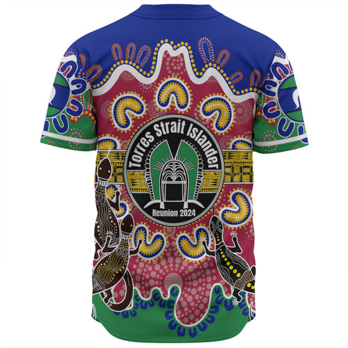 Australia Torres Strait Islands Custom Baseball Shirt - Torres Strait Islanders Dhari With Goannas And Dot Art Reunion Baseball Shirt Australia Torres Strait Islands Custom Baseball Shirt - Torres Strait Islanders Dhari With Goannas And Dot Art Reunion Baseball Shirt