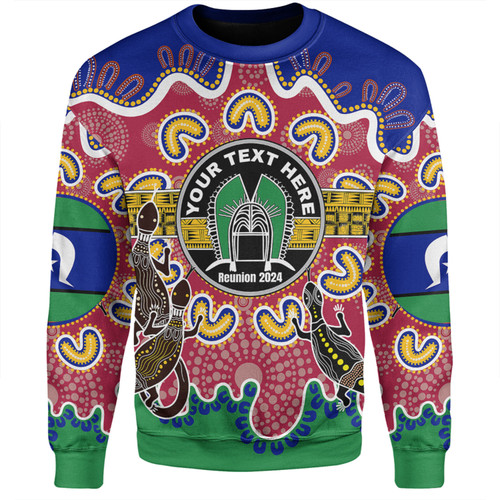 Australia Torres Strait Islands Custom Sweatshirt - Torres Strait Islanders Dhari With Goannas And Dot Art Reunion Sweatshirt Australia Torres Strait Islands Custom Sweatshirt - Torres Strait Islanders Dhari With Goannas And Dot Art Reunion Sweatshirt
