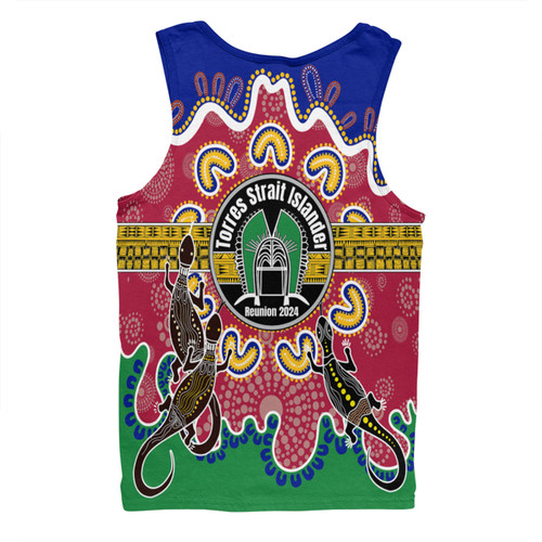 Australia Torres Strait Islands Custom Men Singlet - Torres Strait Islanders Dhari With Goannas And Dot Art Reunion Men Singlet Australia Torres Strait Islands Custom Men Singlet - Torres Strait Islanders Dhari With Goannas And Dot Art Reunion Men Singlet