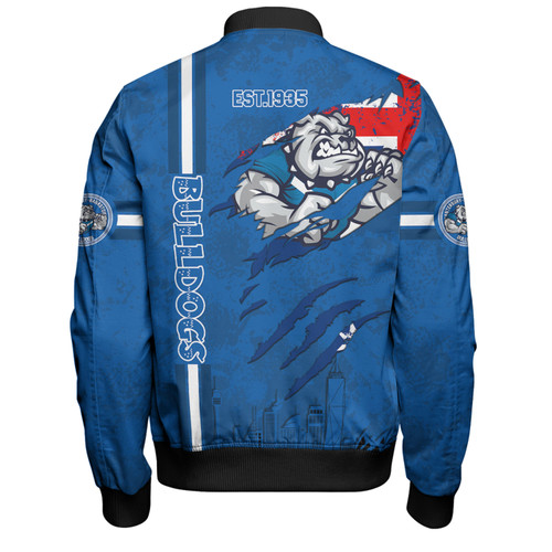 Canterbury-Bankstown Bulldogs Bomber Jacket - Happy Australia Day Flag Scratch Style Canterbury-Bankstown Bulldogs Bomber Jacket - Happy Australia Day Flag Scratch Style