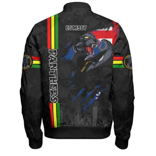 Penrith Panthers Bomber Jacket - Happy Australia Day Flag Scratch Style Penrith Panthers Bomber Jacket - Happy Australia Day Flag Scratch Style