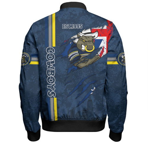 North Queensland Cowboys Bomber Jacket - Happy Australia Day Flag Scratch Style North Queensland Cowboys Bomber Jacket - Happy Australia Day Flag Scratch Style