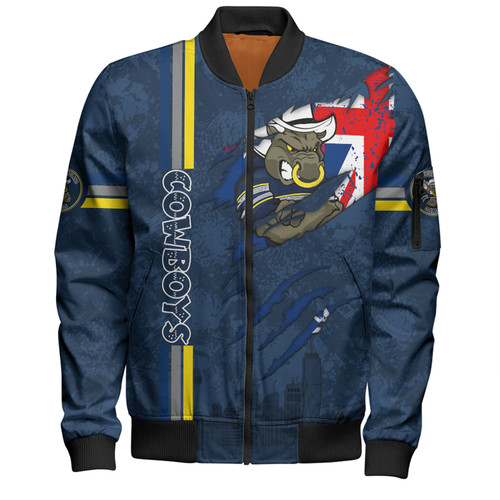 North Queensland Cowboys Bomber Jacket - Happy Australia Day Flag Scratch Style