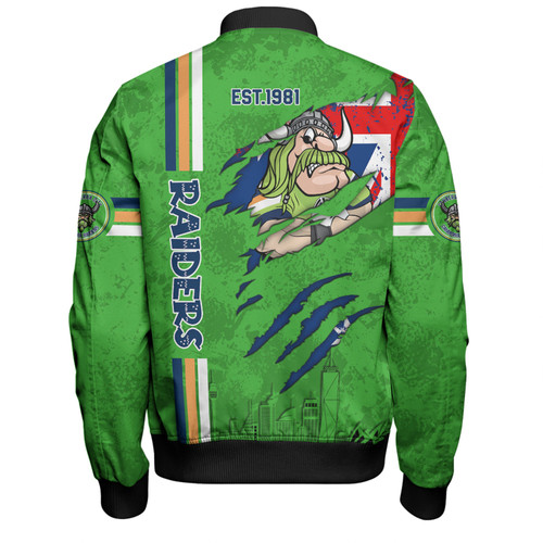 Canberra Raiders Bomber Jacket - Happy Australia Day Flag Scratch Style Canberra Raiders Bomber Jacket - Happy Australia Day Flag Scratch Style
