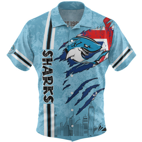 Cronulla-Sutherland Sharks Hawaiian Shirt - Happy Australia Day Flag Scratch Style