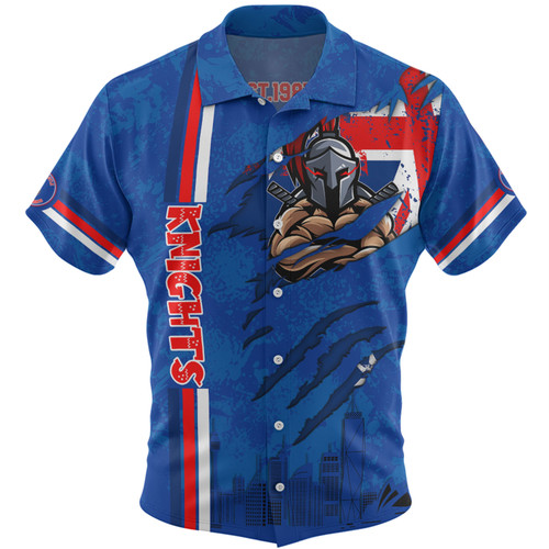 Newcastle Knights Hawaiian Shirt - Happy Australia Day Flag Scratch Style