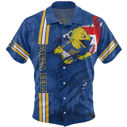 Parramatta Eels Hawaiian Shirt - Happy Australia Day Flag Scratch Style