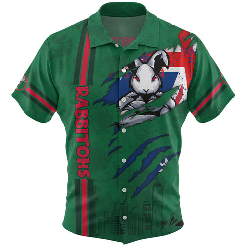 South Sydney Rabbitohs Hawaiian Shirt - Happy Australia Day Flag Scratch Style