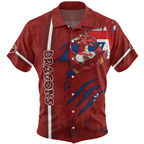 St. George Illawarra Dragons Hawaiian Shirt - Happy Australia Day Flag Scratch Style