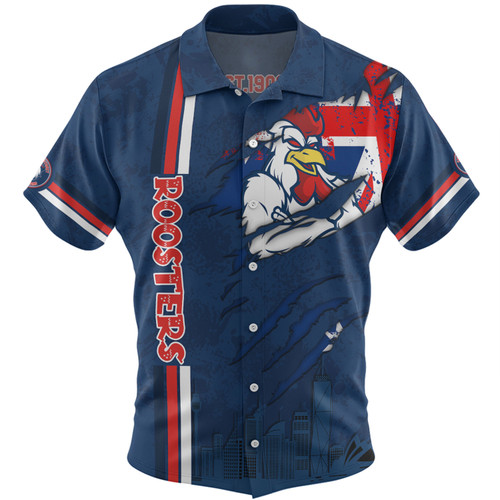 Sydney Roosters Hawaiian Shirt - Happy Australia Day Flag Scratch Style