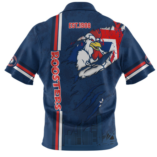 Sydney Roosters Hawaiian Shirt - Happy Australia Day Flag Scratch Style Sydney Roosters Hawaiian Shirt - Happy Australia Day Flag Scratch Style